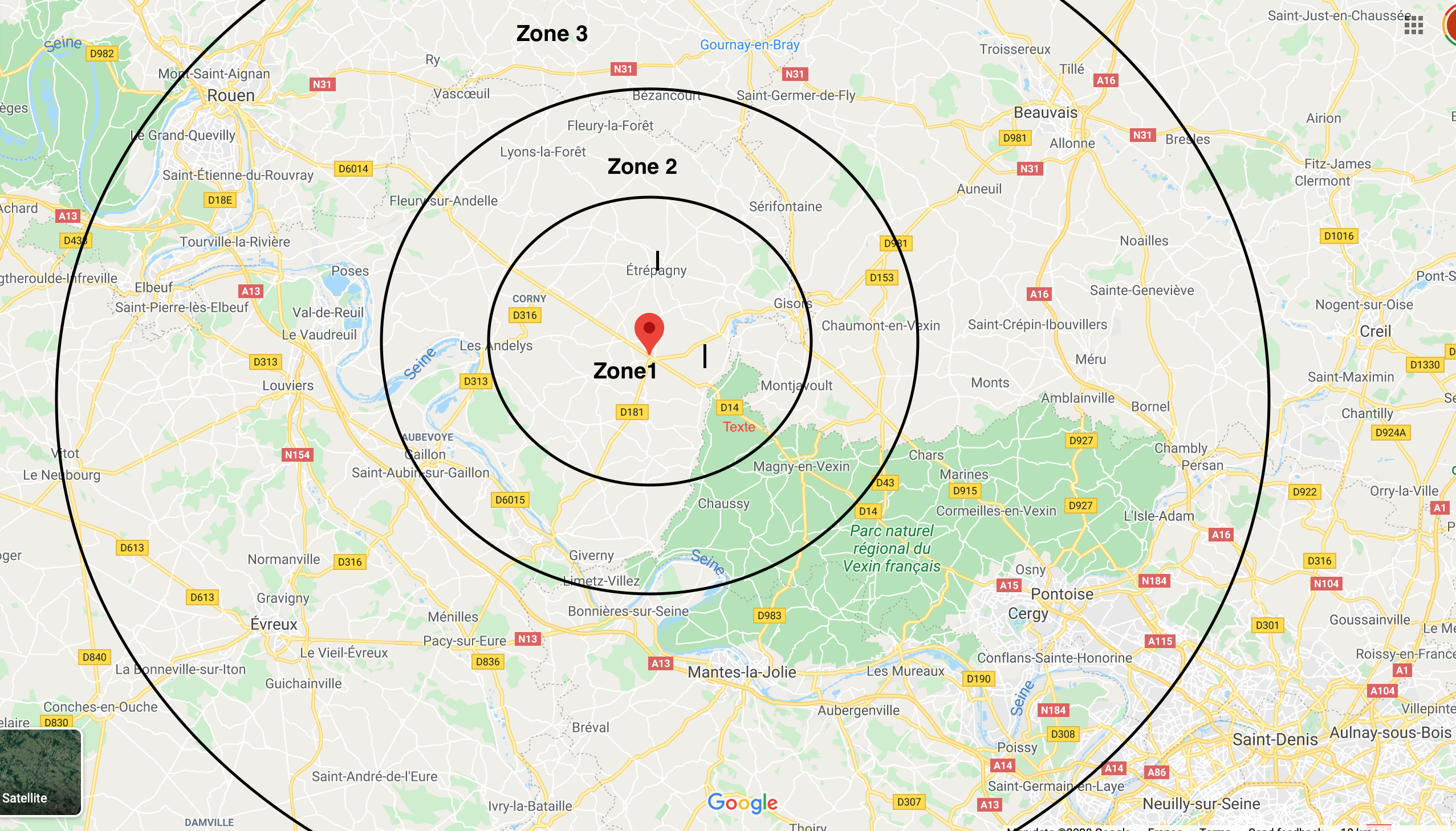 Carte des zones de livraison
